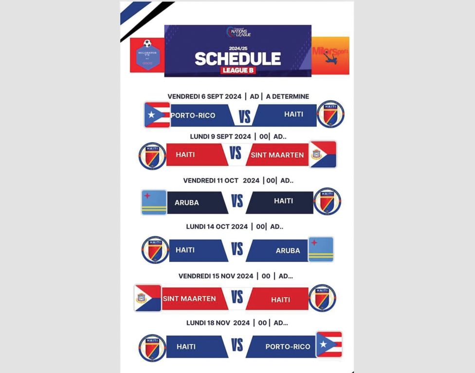 Haïti connaît le calendrier de ses matchs